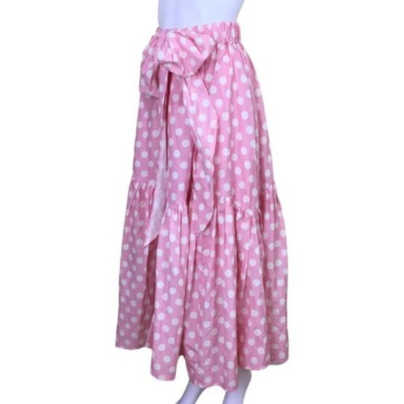The Westside Skirt Tie Miramar Ruffle Details Dot Pink Color g26 - Picture 4 of 8